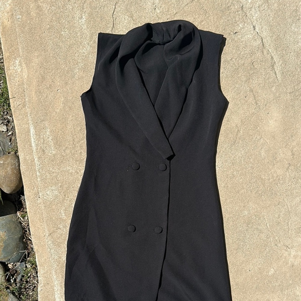 Black Sleeveless blazer dress made in Italy